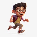 Schoolboy returning to class in the form of a cartoon character with a caricature face. Generative AI