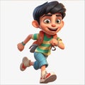 Schoolboy returning to class in the form of a cartoon character with a caricature face. Generative AI