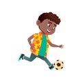 Schoolboy Running With Ball On Stadium Vector