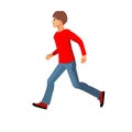 Schoolboy running profile view vector isolated figure