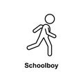 schoolboy runs to school icon. Element of school icon for mobile concept and web apps. Thin line icon for website design and devel