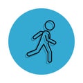 schoolboy runs to school icon. Element of school for mobile concept and web apps icon. Thin line icon with shadow in badge for web