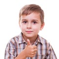 Schoolboy showing numbers with hand Royalty Free Stock Photo