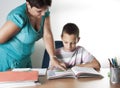 Schoolboy Studying In Classroom With Teacher Royalty Free Stock Photo