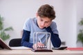 Schoolboy studying physics at home Royalty Free Stock Photo