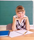 Schoolchild in classroom. Royalty Free Stock Photo