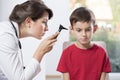 Schoolchild during ear examination Royalty Free Stock Photo