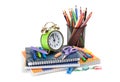 Schoolchild studies accessories. Back to school Royalty Free Stock Photo