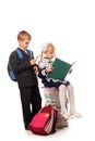Schoolchildren with books Royalty Free Stock Photo