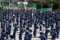 Schoolchildren exercise in the school yard in Dali, south-west China Royalty Free Stock Photo