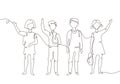 Schoolchildren - one line design style illustration