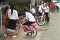 School children are playing in Vientiane, Laos