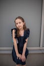 Beautiful young girl in vintage dress posing outdoors Royalty Free Stock Photo