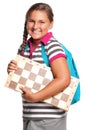 Schoolgirl with chessboard