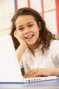 Schoolgirl In IT Class Using Computer