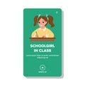 Schoolgirl In Class Write Education Lesson Vector