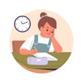Schoolgirl doing homework learning lesson Royalty Free Stock Photo
