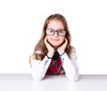 Schoolgirl in glasses isolated. Royalty Free Stock Photo