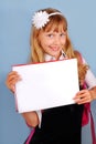 Schoolgirl holding blank card