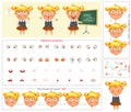 Schoolgirl. Parts of body template for design work and animation