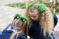 schoolgirl , playground, joy teenager Royalty Free Stock Photo