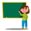 Schoolgirl Standing Near A School Board In The Class Vector. Isolated Illustration Royalty Free Stock Photo