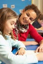 Schoolgirl Studying In Classroom With Teacher Royalty Free Stock Photo