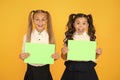 Schoolgirls show poster. Social poster copy space. Socialization involves how children get along with each other. School