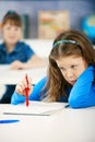 Schoolgirls writing tests Royalty Free Stock Photo