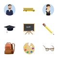 Schoolhouse icons set, cartoon style