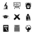 Schoolhouse icons set, simple style