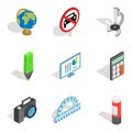 Schooling icons set, isometric style