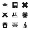 Schooling icons set, simple style