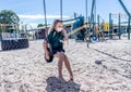 Schools closures Coronavirus lockdown. Bored school kid alone in playground feeling sad and lonely Royalty Free Stock Photo