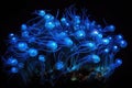 schools of deep-sea creatures swimming in mesmerizing blue glow Royalty Free Stock Photo