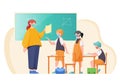 Schools Re-Opening after Covid - Illustration Royalty Free Stock Photo