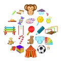 Schoolyard icons set, cartoon style