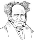 Schopenhauer portrait in line art illustration