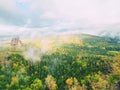 The Schramsteine and Falkenstein rocks in early autumnal view. Rocks in the Elbe Sandstone Mountains park