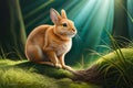 Schreiender Osterhase, Im Hintergrund Viele Bunte Eier. Generative AI