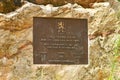 Schriesheim, Germany - Memorial stone with inscription saying `City Schrisheim, redesigning of vineyards at Kuhberg Royalty Free Stock Photo