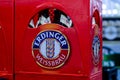 Schuby, Germany - August 30, 2021: Erdinger Weissbier Beer in the Beer crates