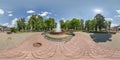 SCHUCHIN, BELARUS - AUGUST 2019: full seamless spherical hdri panorama 360 degrees angle view in park near fountain