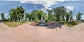 SCHUCHIN, BELARUS - AUGUST 2019: full seamless spherical hdri panorama 360 degrees angle view in park near ww2 monument