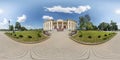 SCHUCHIN, BELARUS - MAY 2019: full seamless spherical hdri panorama 360 degrees angle view near historical building provincial