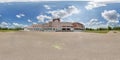 SCHUCHIN, BELARUS - MAY 2019: full seamless spherical hdri panorama 360 degrees angle view near historical building provincial