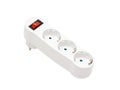 Schuko 3 plug power strip with single switch. Socket multiplier.