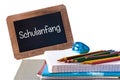 Schulanfang (meaning Back to school) written on black chalkboard Royalty Free Stock Photo