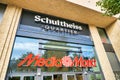 Media Markt and Schultheiss Quartier sign Royalty Free Stock Photo