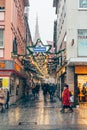 Schustergasse, decorated for Christmas, Wurzburg, Germany